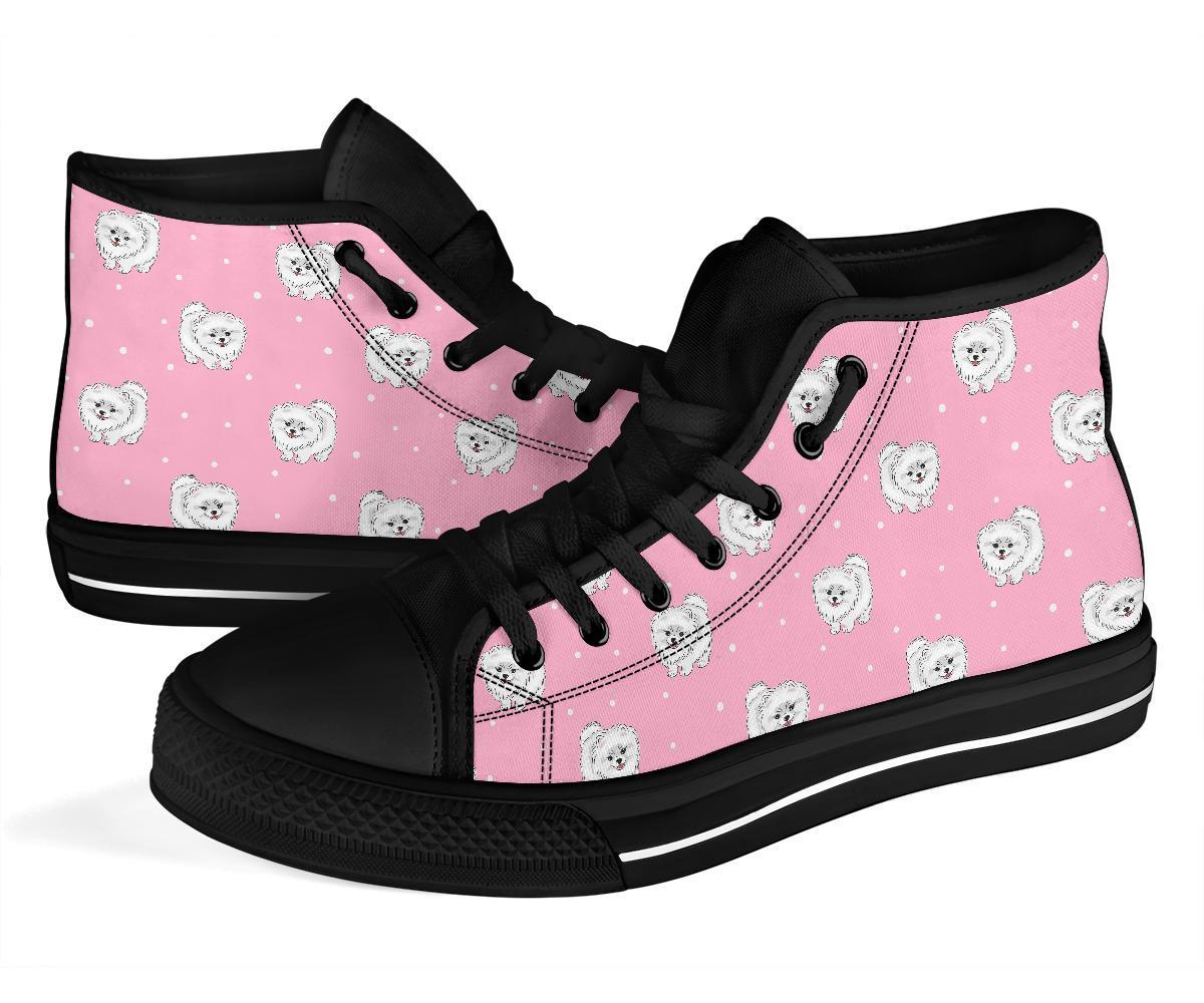 Dog Pomeranian Print Pattern Men Women's High Top Shoes-grizzshop