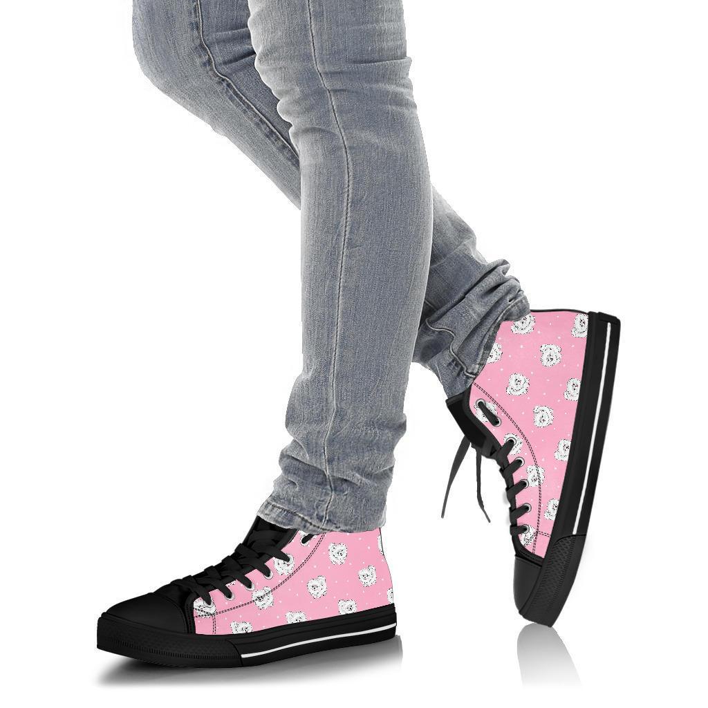 Dog Pomeranian Print Pattern Men Women's High Top Shoes-grizzshop