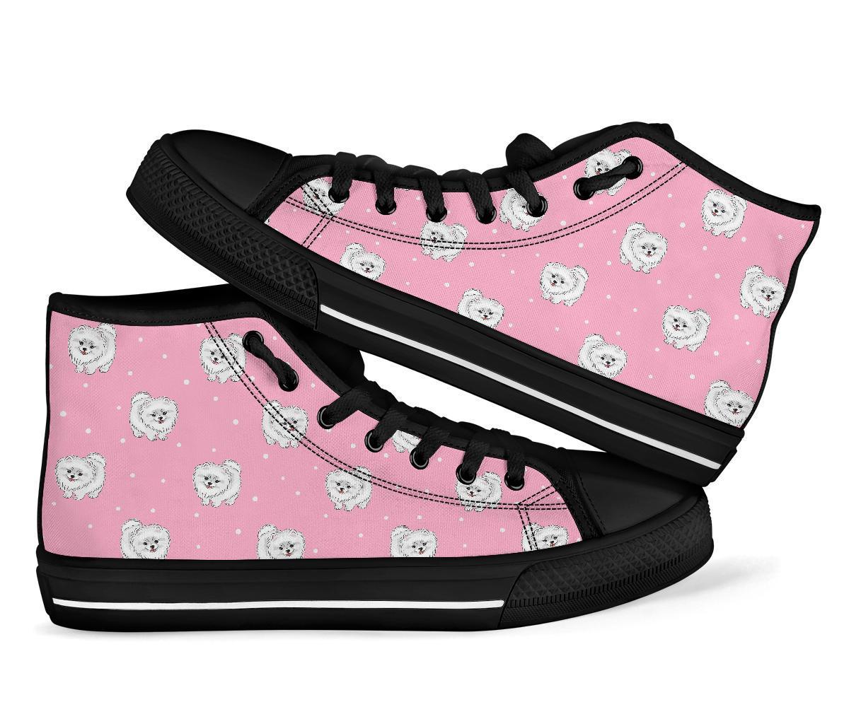 Dog Pomeranian Print Pattern Men Women's High Top Shoes-grizzshop