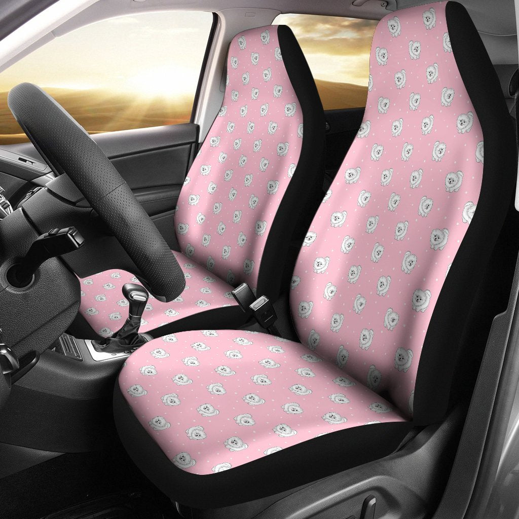 Dog Pomeranian Print Pattern Universal Fit Car Seat Cover-grizzshop