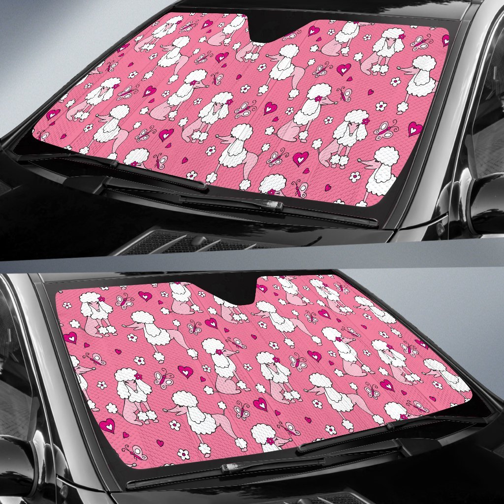Dog Poodle Pattern Print Car Sun Shade-grizzshop