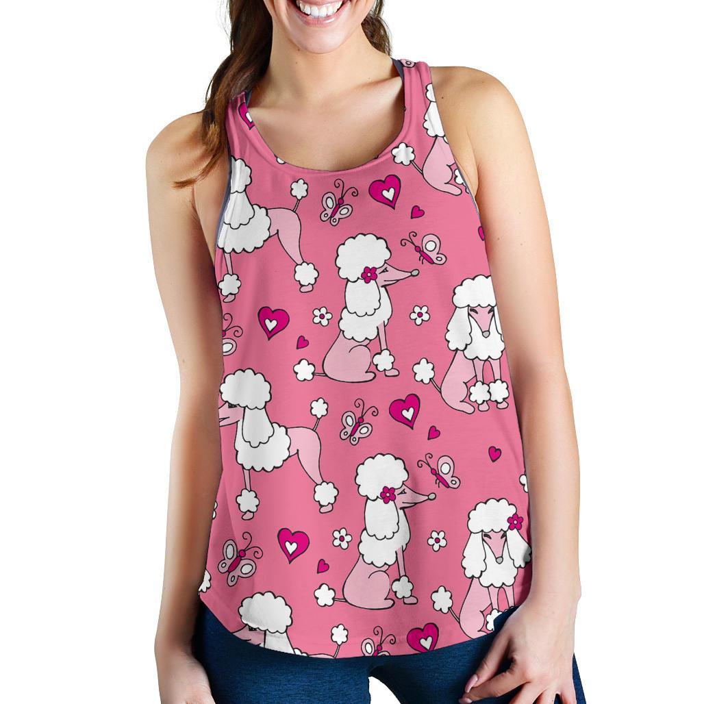Dog Poodle Pattern Print Dog Poodle Pattern Print Women's Racerback Tank Tops-grizzshop