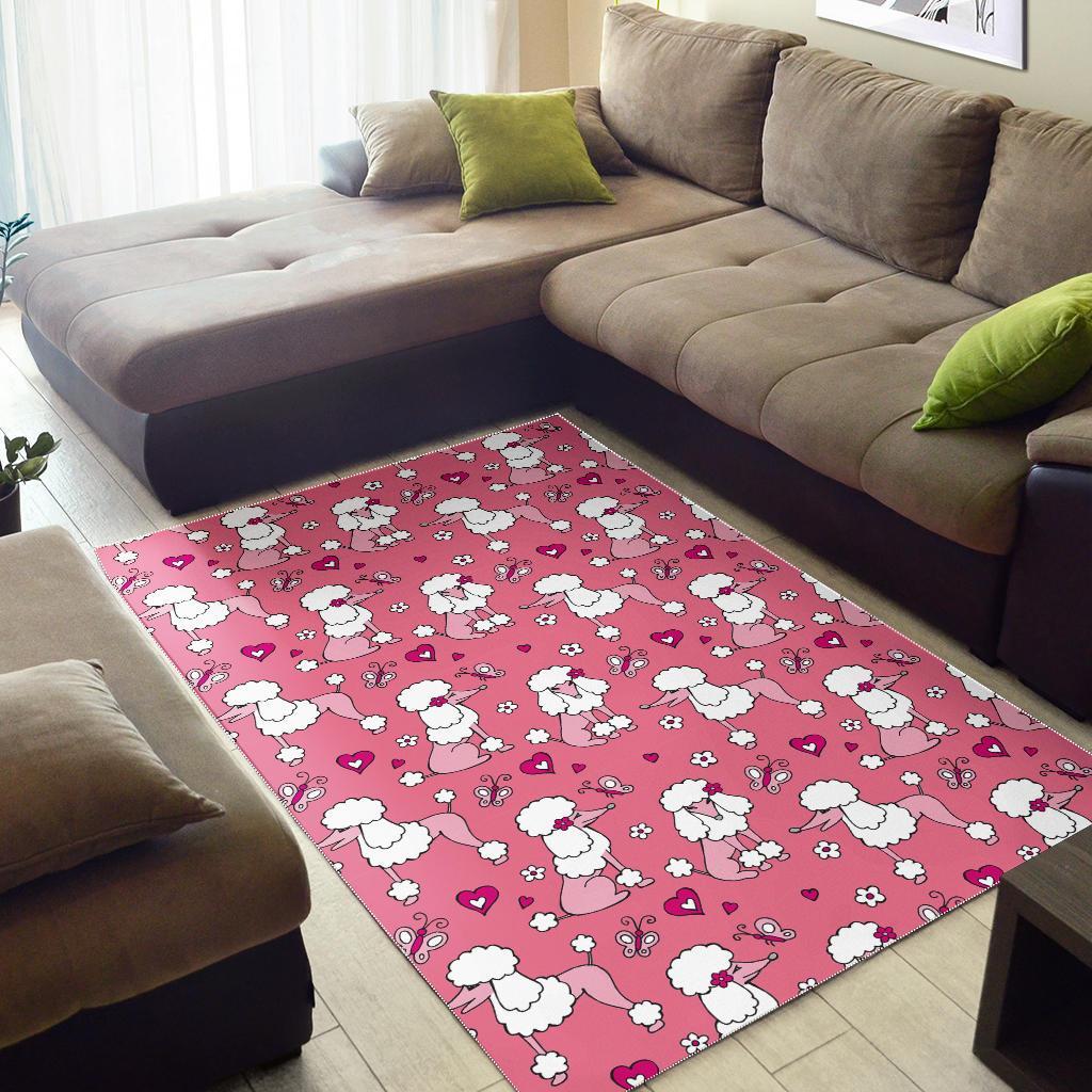 Dog Poodle Pattern Print Floor Mat-grizzshop