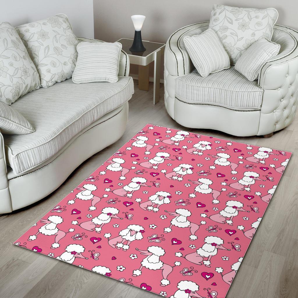 Dog Poodle Pattern Print Floor Mat-grizzshop