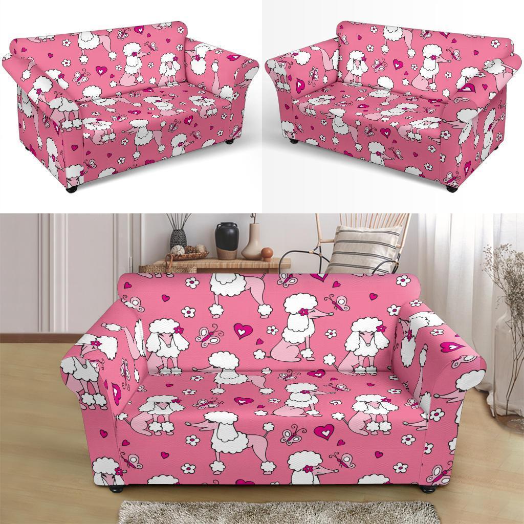 Dog Poodle Pattern Print Loveseat Cover-grizzshop