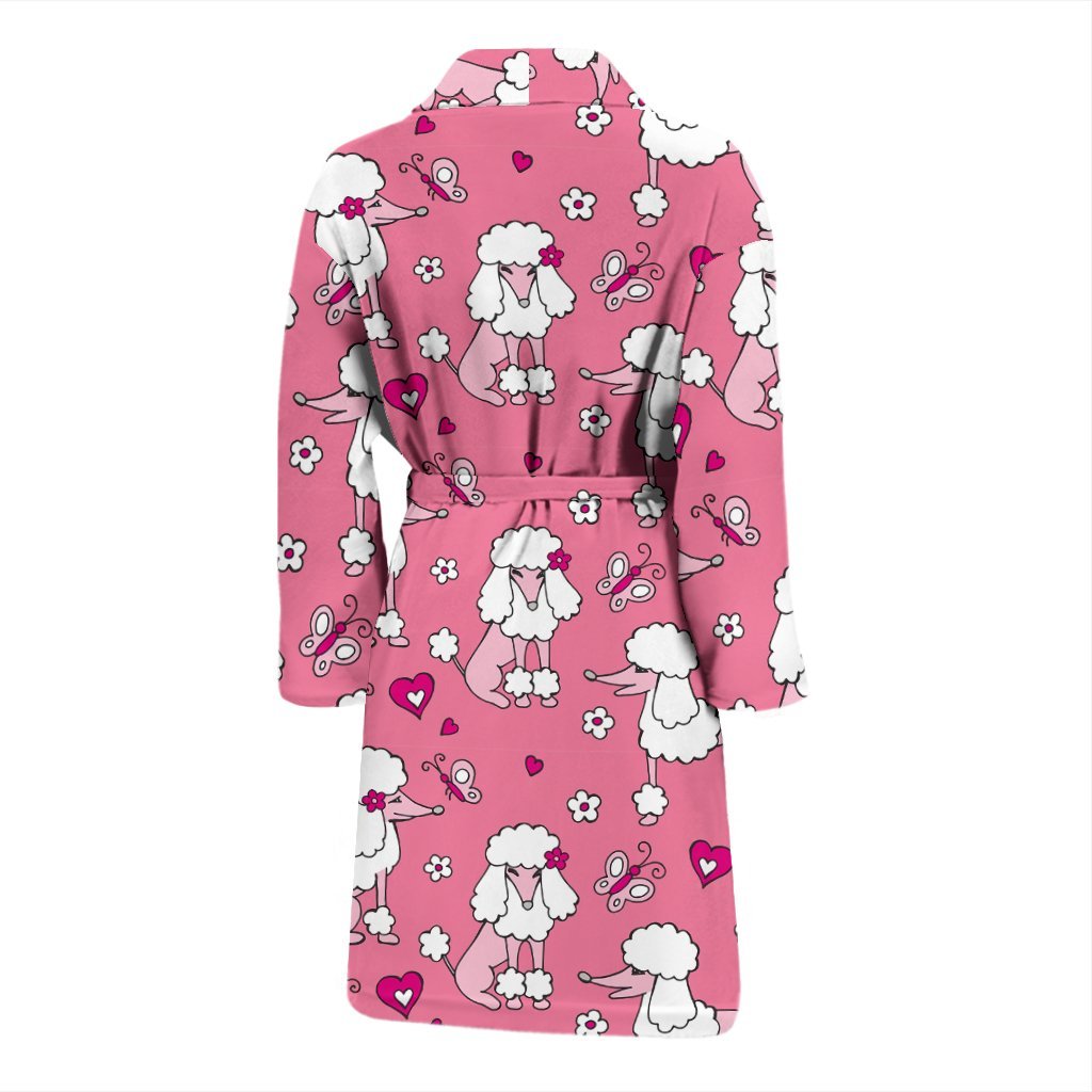 Dog Poodle Pattern Print Men Long Robe-grizzshop