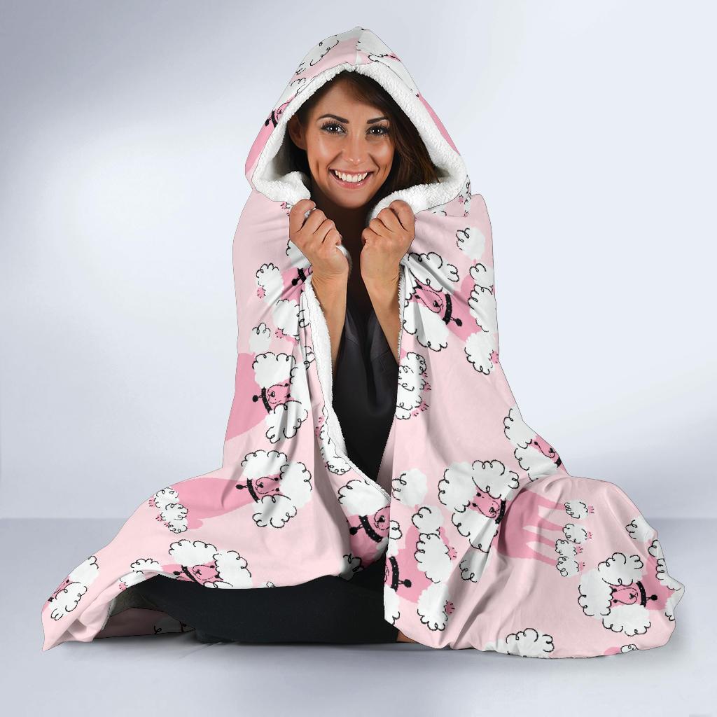 Dog Poodle Print Pattern Hooded Blanket-grizzshop