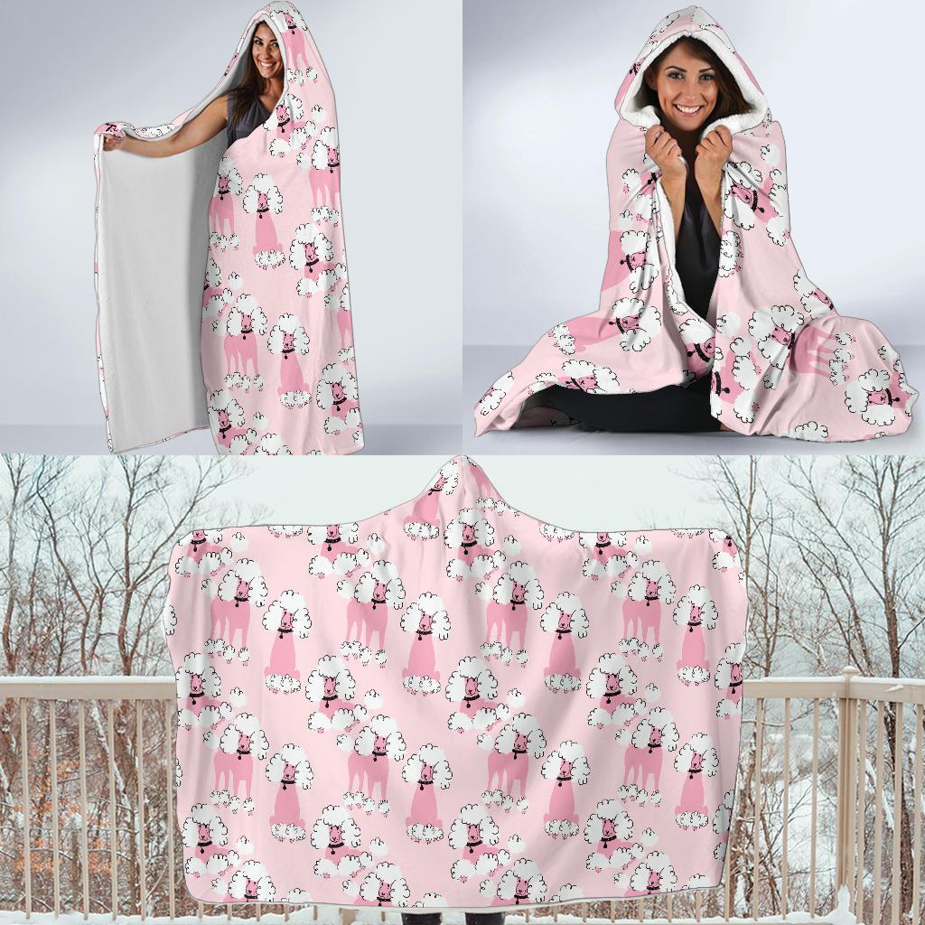 Dog Poodle Print Pattern Hooded Blanket-grizzshop