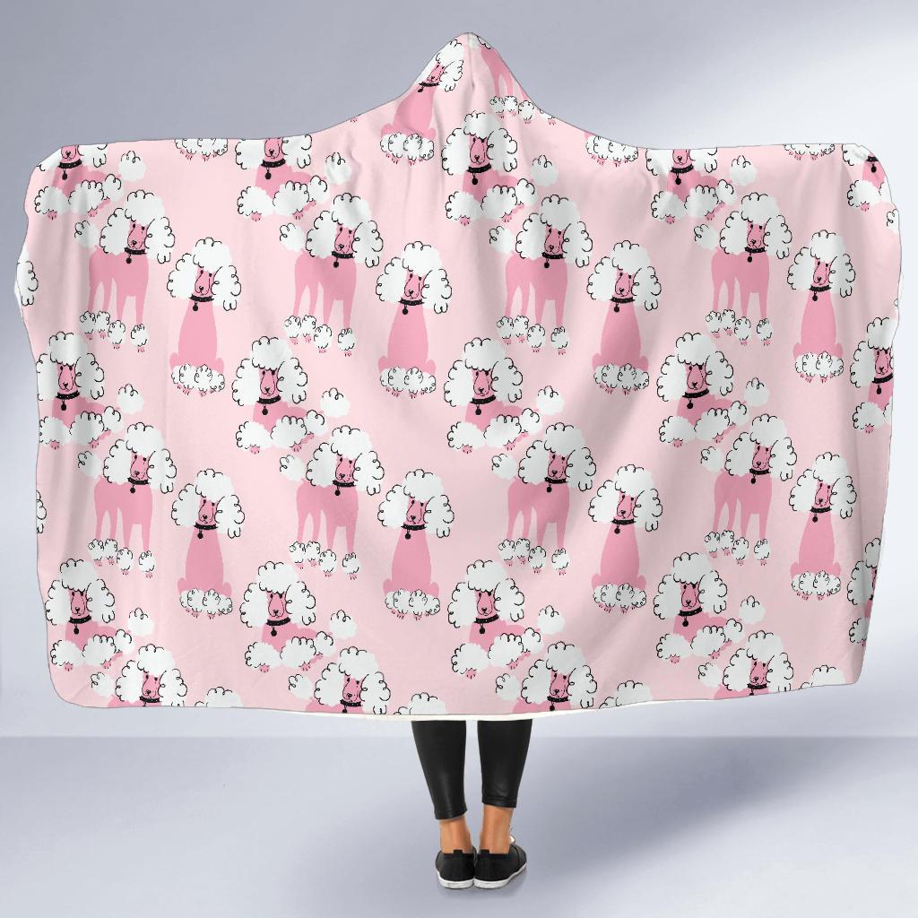 Dog Poodle Print Pattern Hooded Blanket-grizzshop
