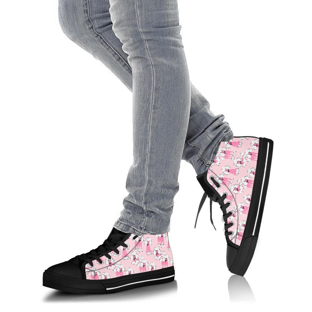 Dog Poodle Print Pattern Men Women's High Top Shoes-grizzshop