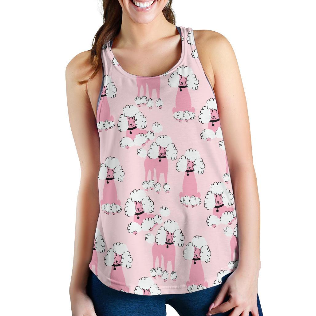 Dog Poodle Print Pattern Women's Racerback Tank Tops-grizzshop