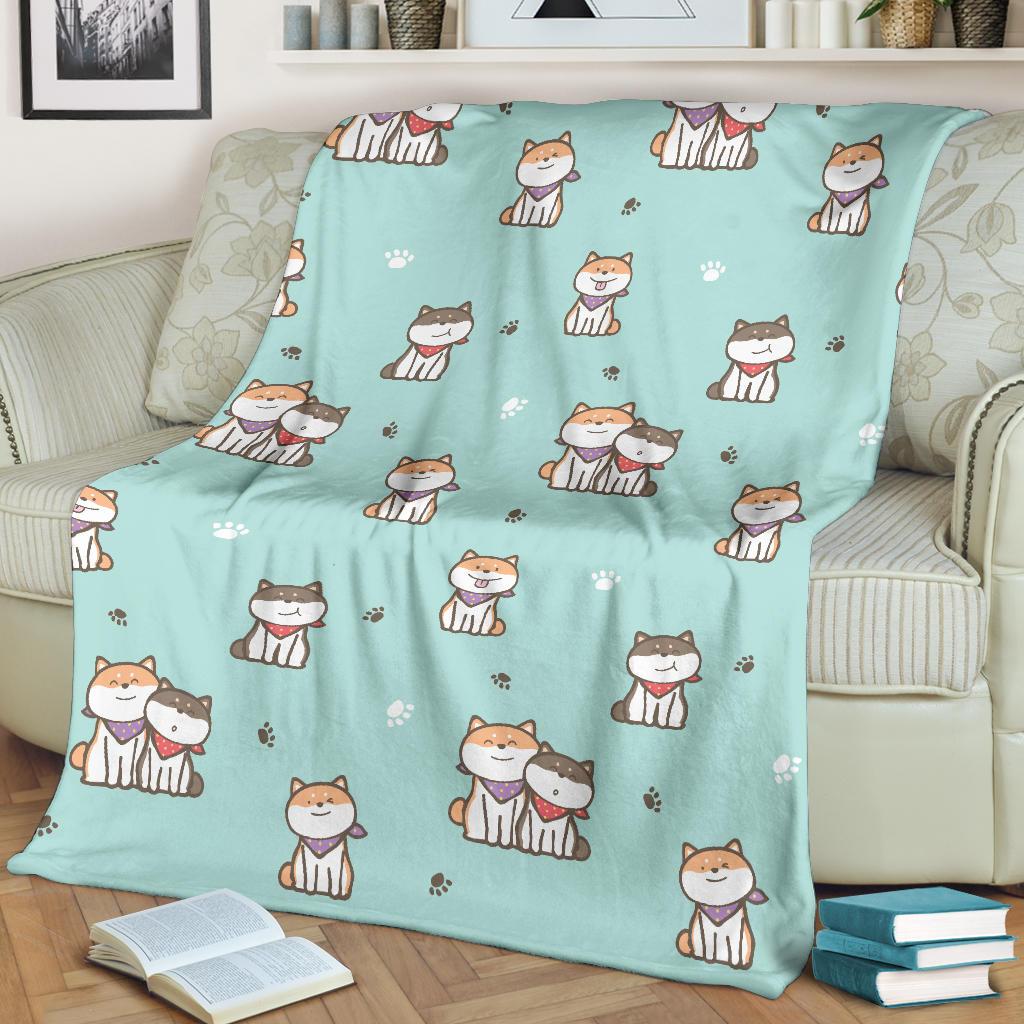 Dog Pupppy Shiba Inu Pattern Print Blanket-grizzshop