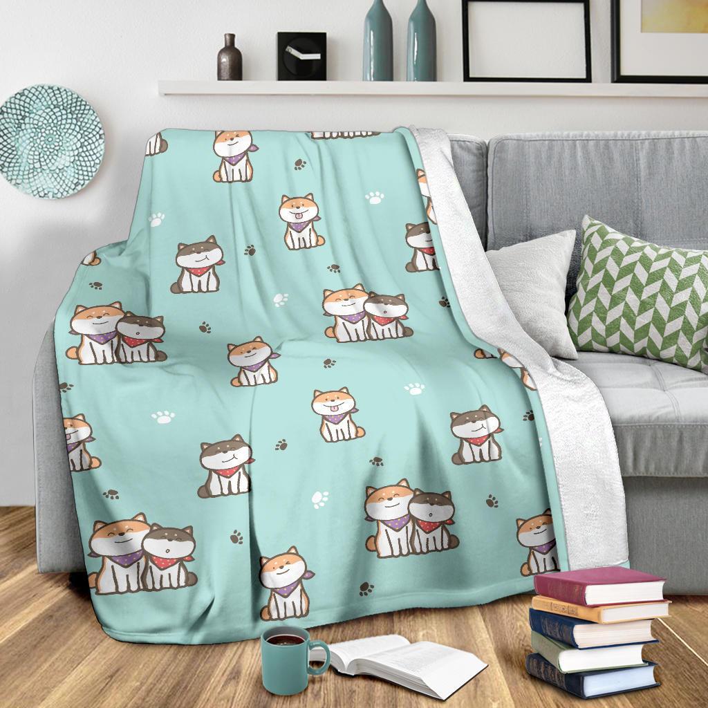 Dog Pupppy Shiba Inu Pattern Print Blanket-grizzshop