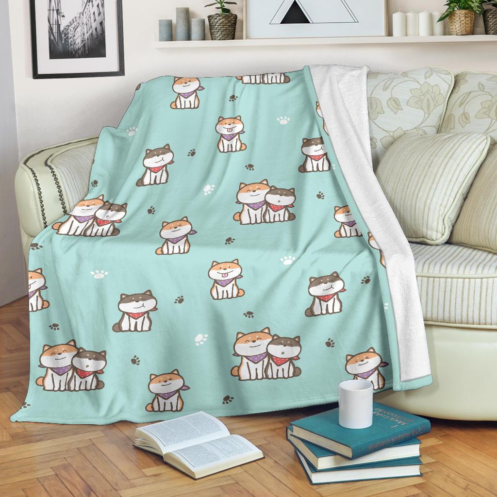 Dog Pupppy Shiba Inu Pattern Print Blanket-grizzshop