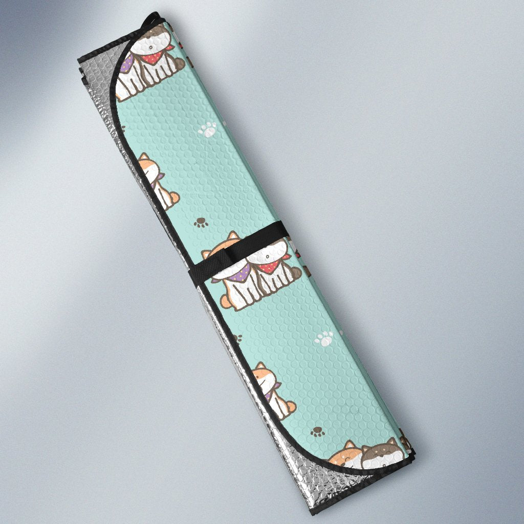 Dog Pupppy Shiba Inu Pattern Print Car Sun Shade-grizzshop