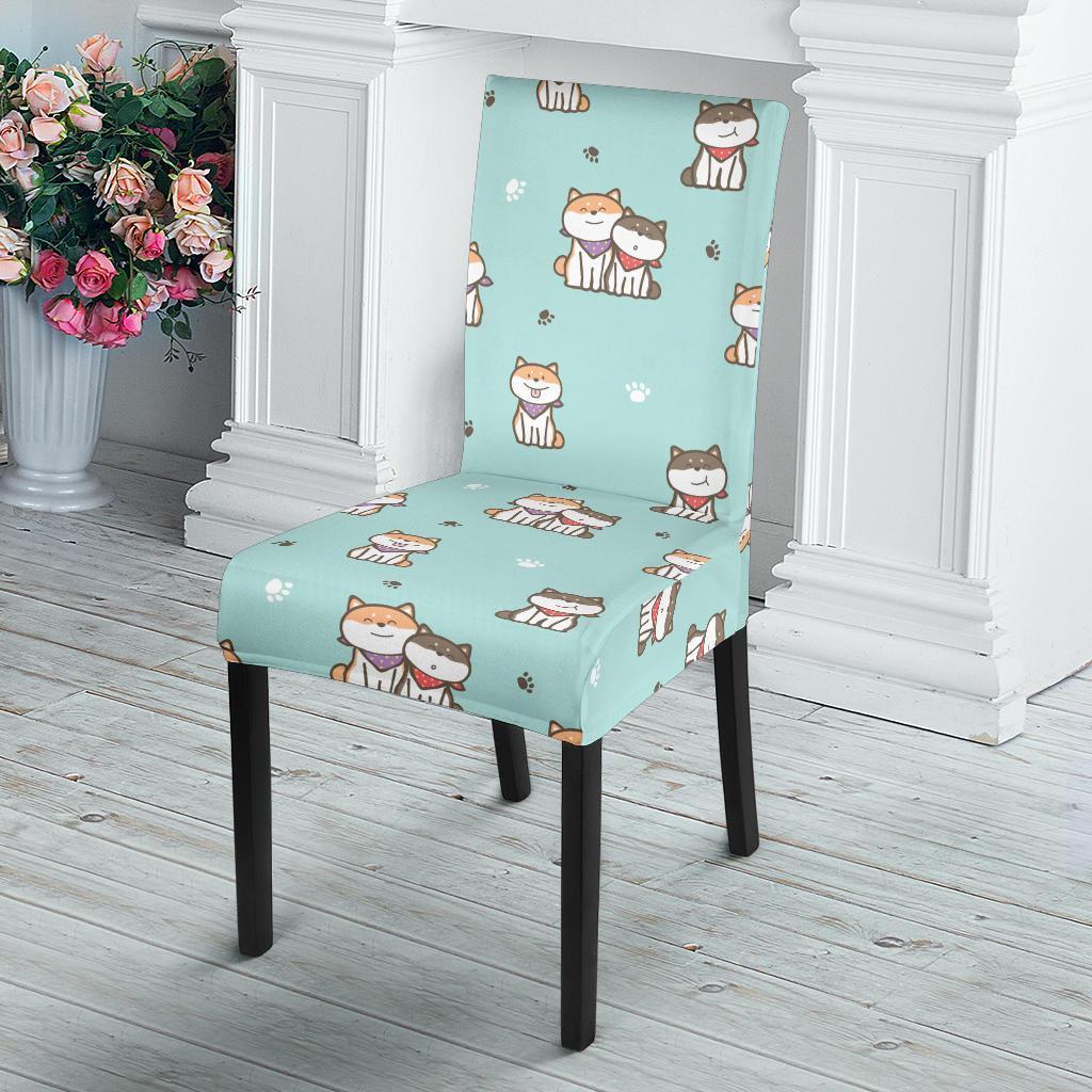 Dog Pupppy Shiba Inu Pattern Print Chair Cover-grizzshop