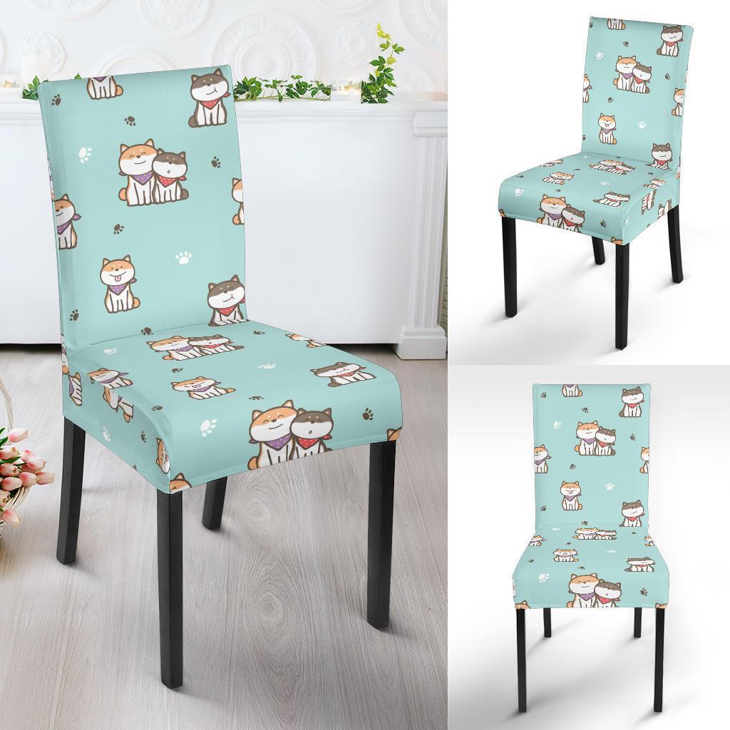 Dog Pupppy Shiba Inu Pattern Print Chair Cover-grizzshop