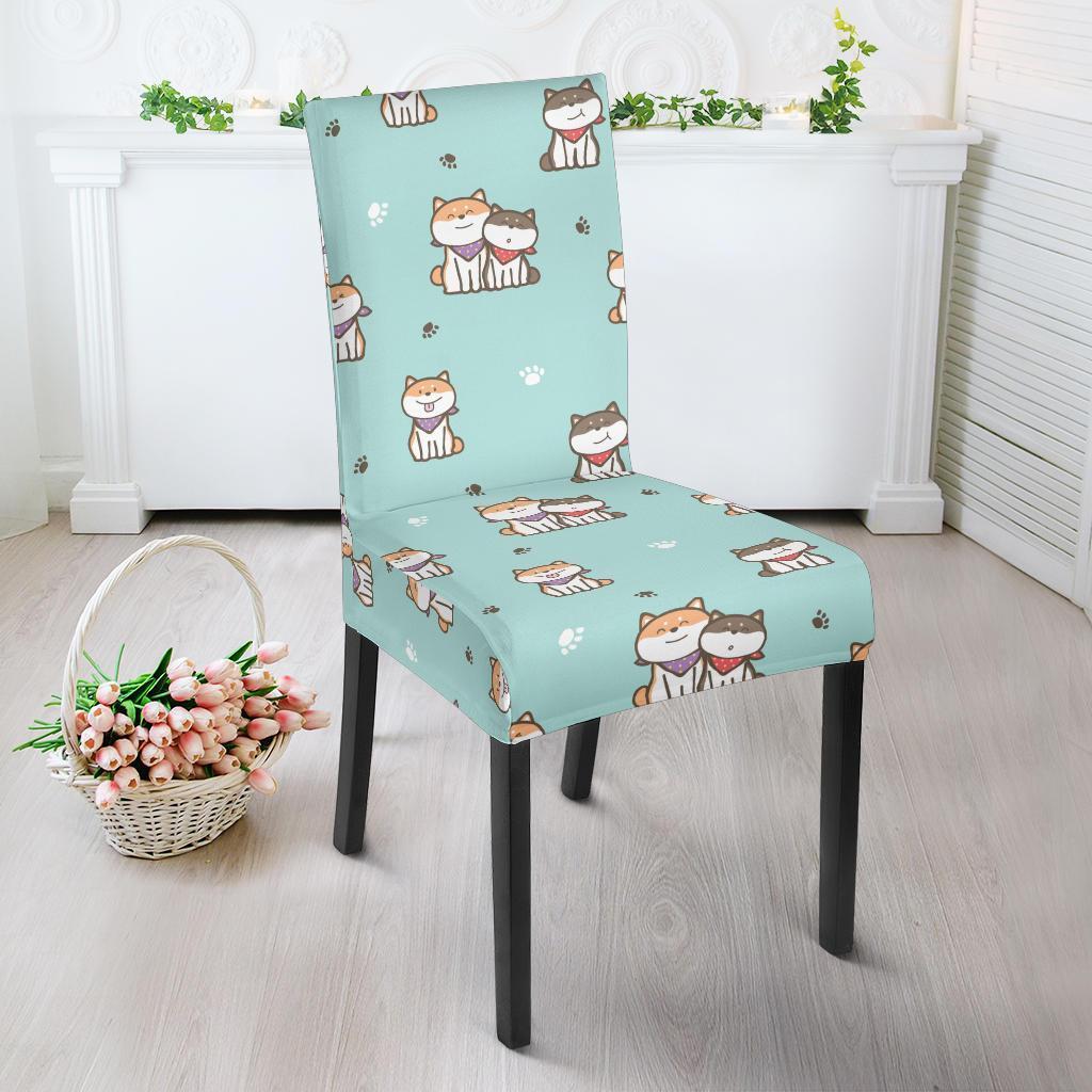 Dog Pupppy Shiba Inu Pattern Print Chair Cover-grizzshop