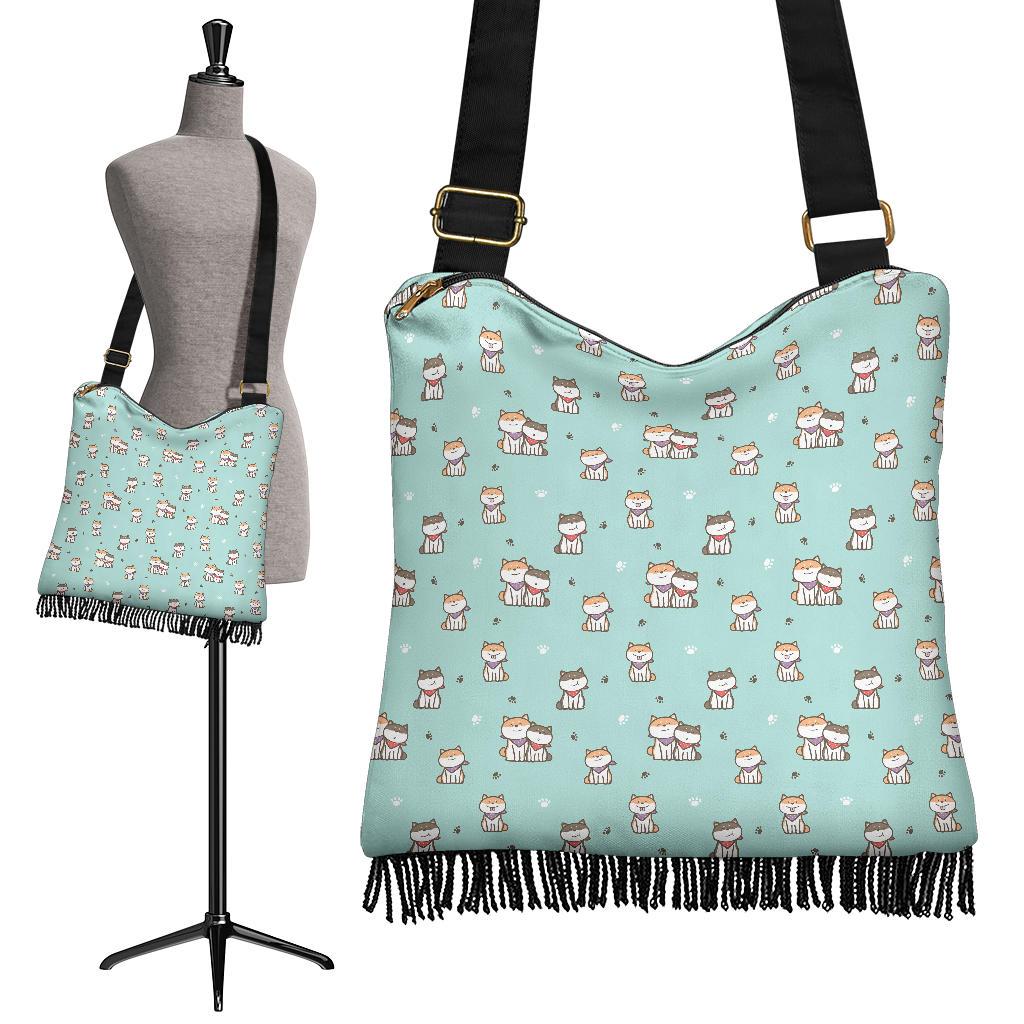 Dog Pupppy Shiba Inu Pattern Print Crossbody Bags-grizzshop