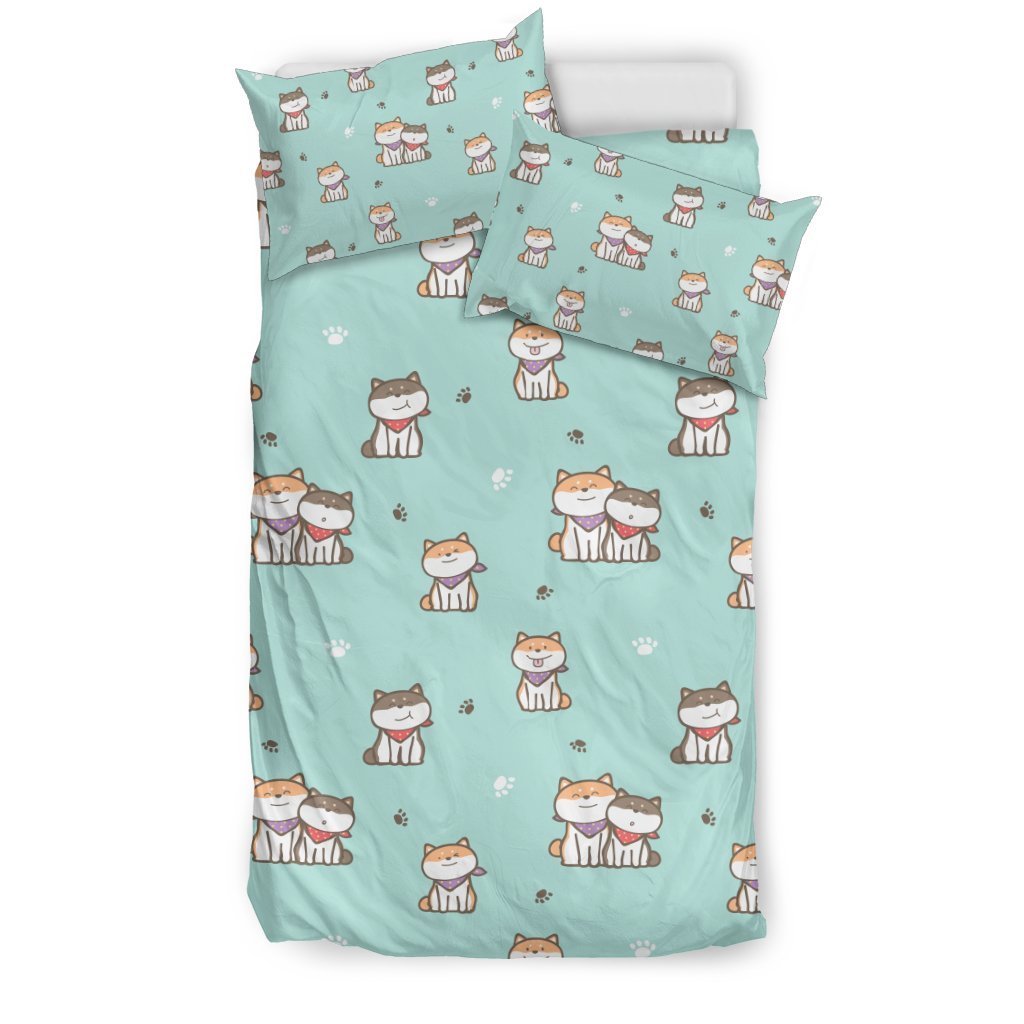 Dog Pupppy Shiba Inu Pattern Print Duvet Cover Bedding Set-grizzshop