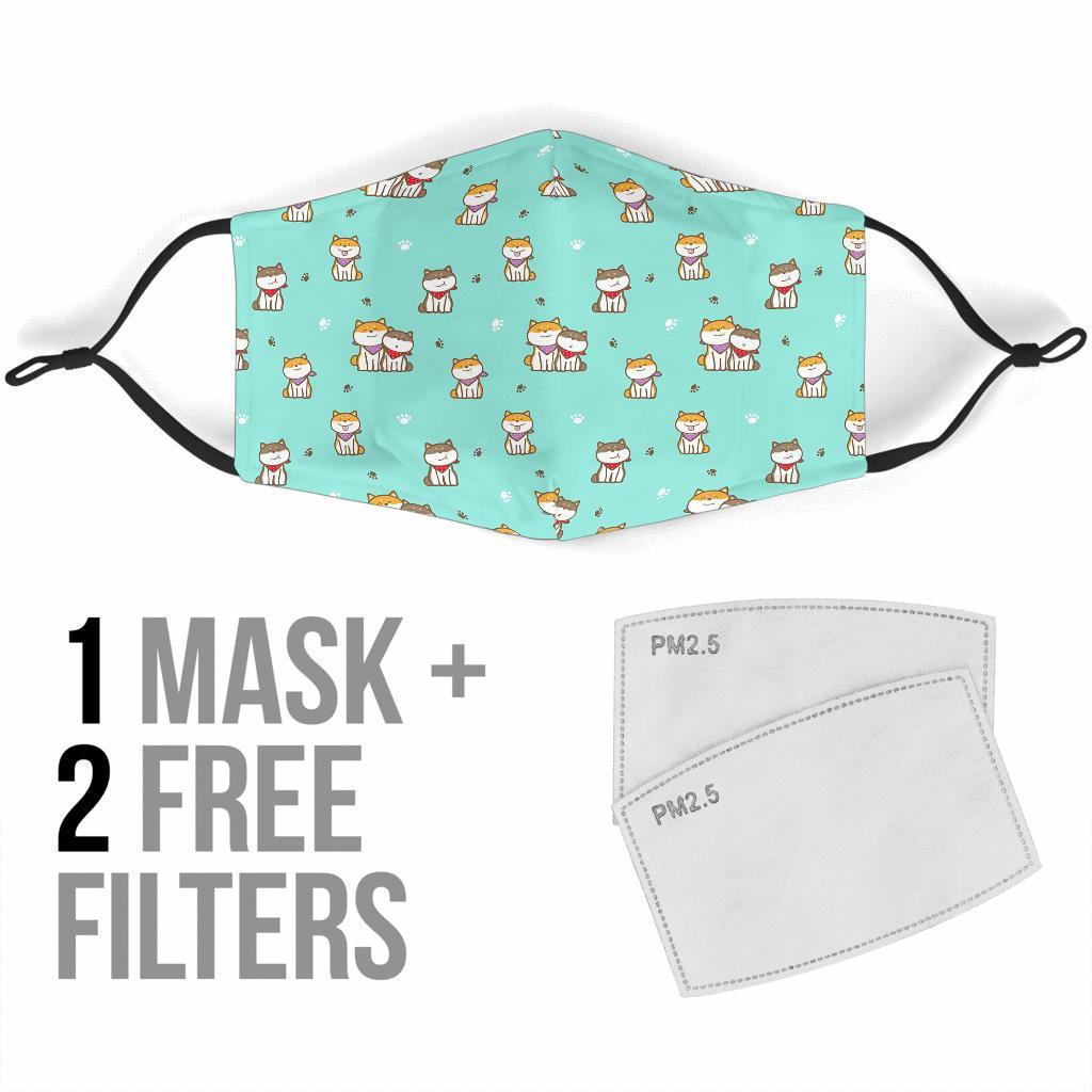 Dog Pupppy Shiba Inu Pattern Print Face Mask-grizzshop