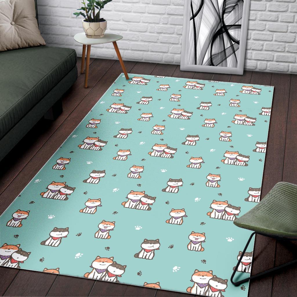 Dog Pupppy Shiba Inu Pattern Print Floor Mat-grizzshop