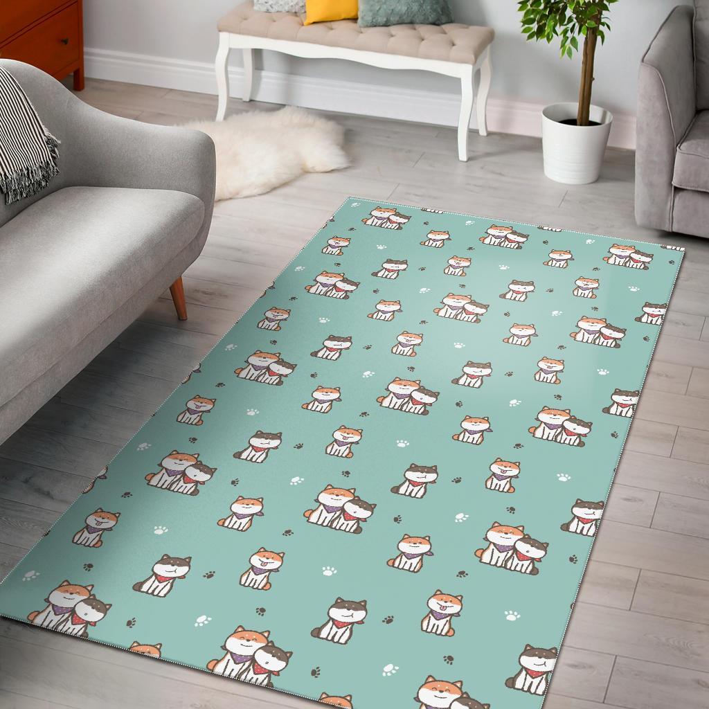 Dog Pupppy Shiba Inu Pattern Print Floor Mat-grizzshop