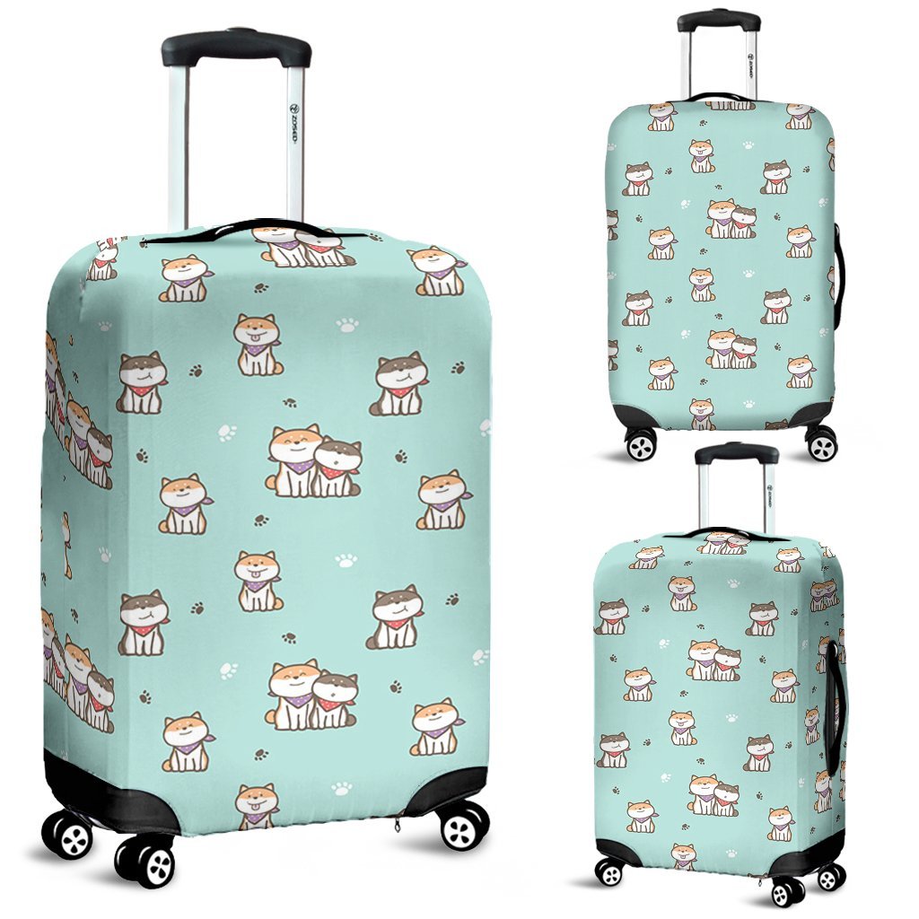 Dog Pupppy Shiba Inu Pattern Print Luggage Cover Protector-grizzshop