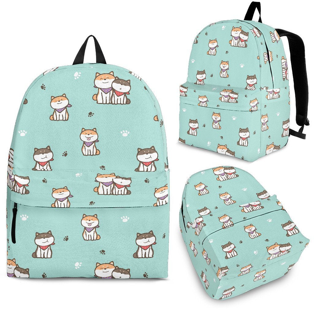 Dog Pupppy Shiba Inu Pattern Print Premium Backpack-grizzshop
