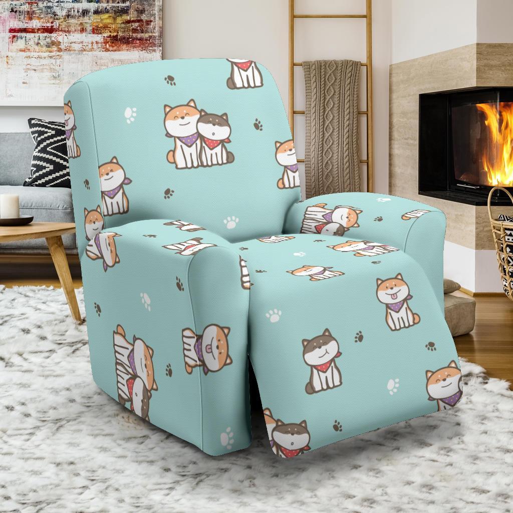 Dog Pupppy Shiba Inu Pattern Print Recliner Cover-grizzshop