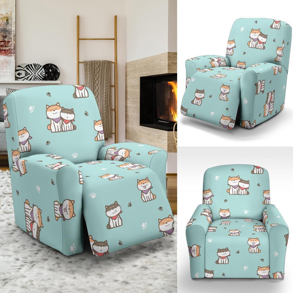 Dog Pupppy Shiba Inu Pattern Print Recliner Cover-grizzshop