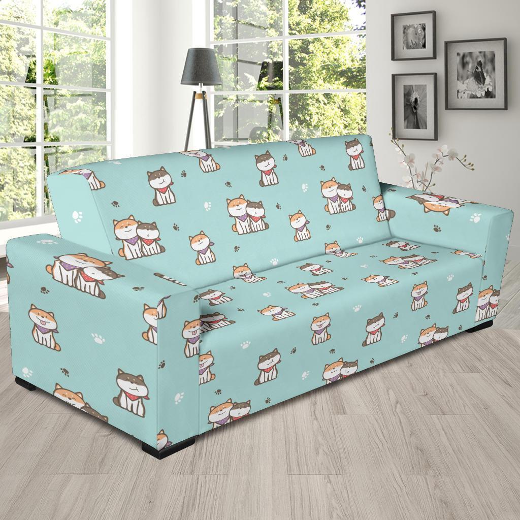 Dog Pupppy Shiba Inu Pattern Print Sofa Covers-grizzshop