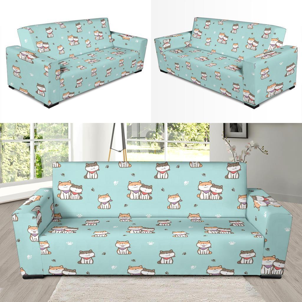 Dog Pupppy Shiba Inu Pattern Print Sofa Covers-grizzshop