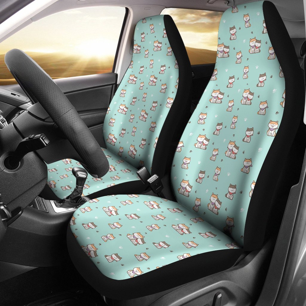 Dog Pupppy Shiba Inu Pattern Print Universal Fit Car Seat Cover-grizzshop