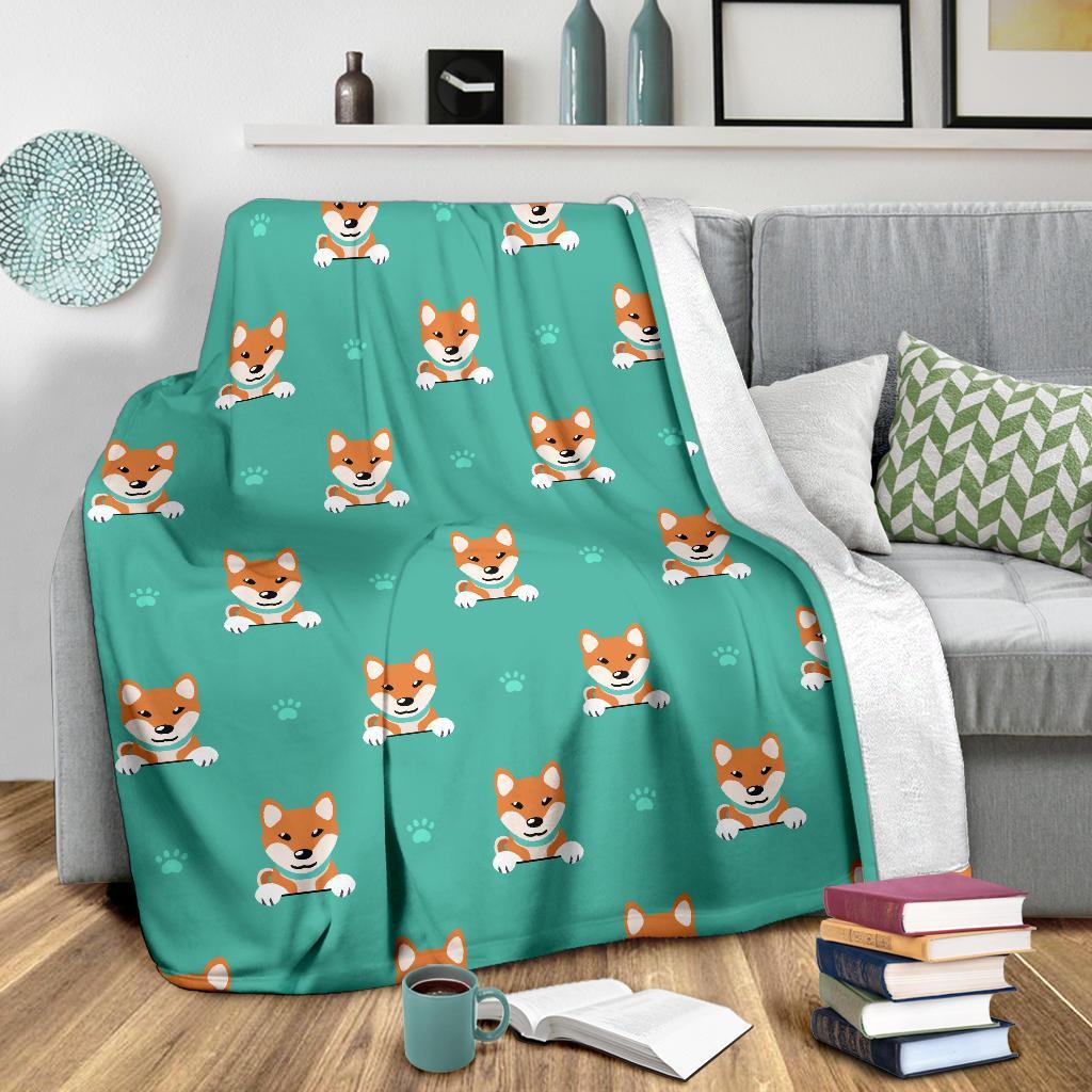 Dog Pupppy Shiba Inu Print Pattern Blanket-grizzshop