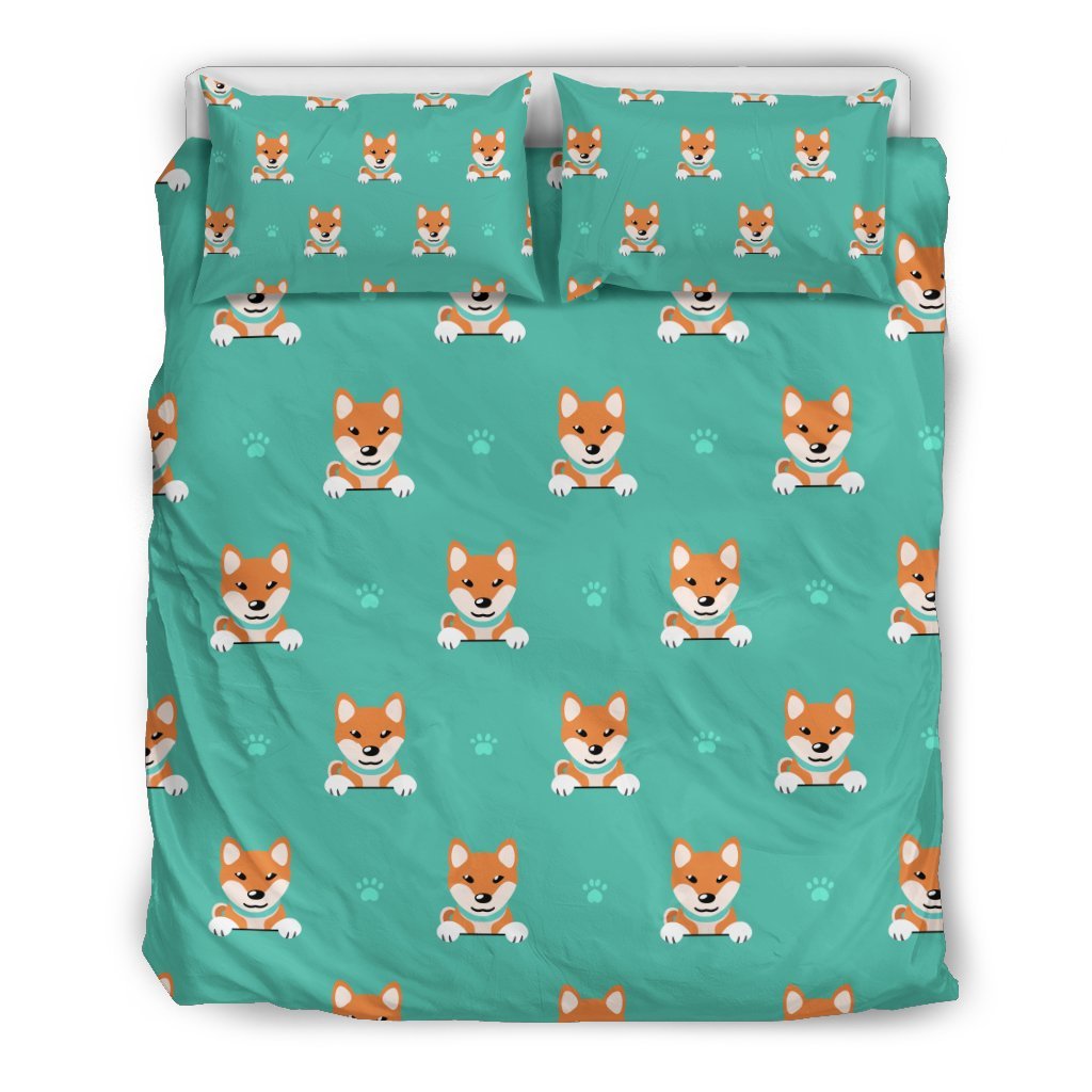 Dog Pupppy Shiba Inu Print Pattern Duvet Cover Bedding Set-grizzshop