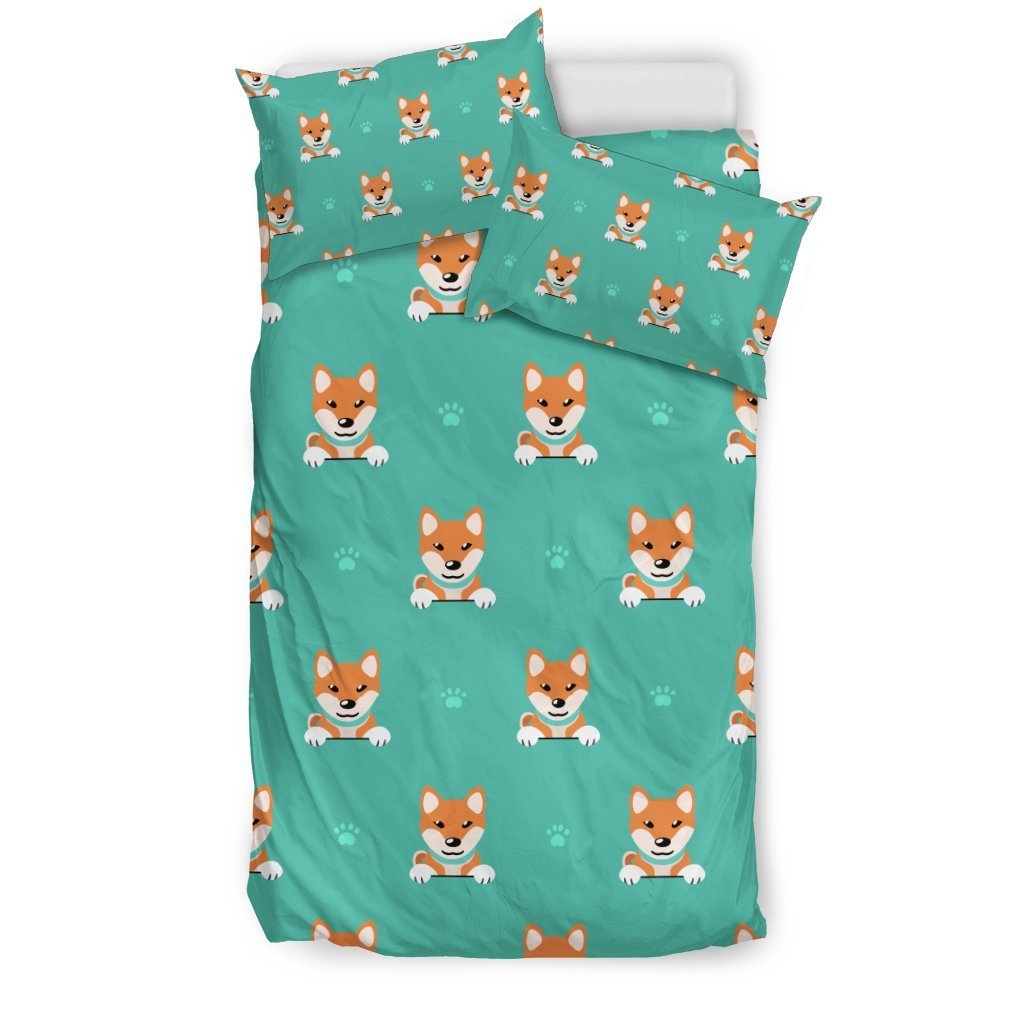 Dog Pupppy Shiba Inu Print Pattern Duvet Cover Bedding Set-grizzshop