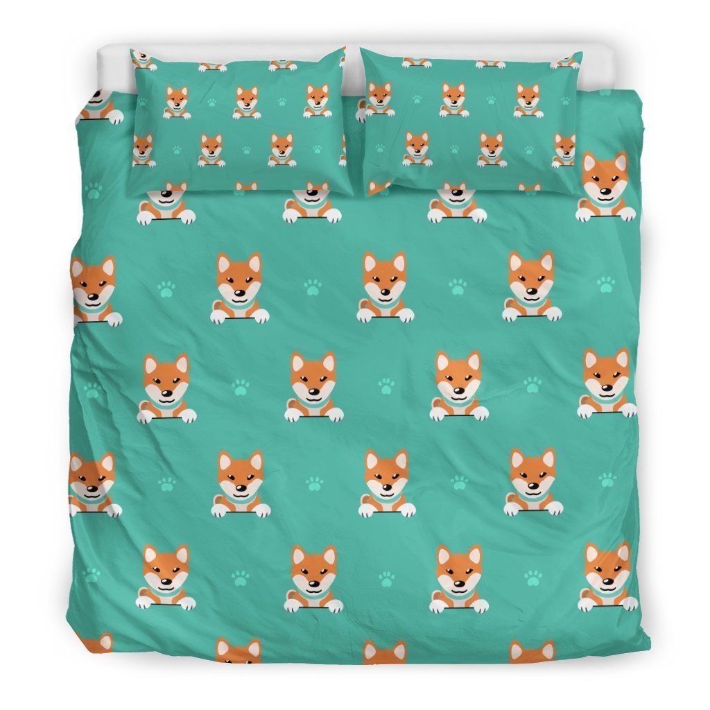 Dog Pupppy Shiba Inu Print Pattern Duvet Cover Bedding Set-grizzshop