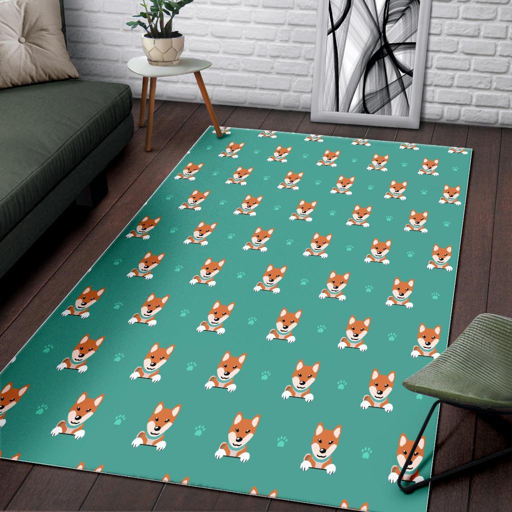 Dog Pupppy Shiba Inu Print Pattern Floor Mat-grizzshop