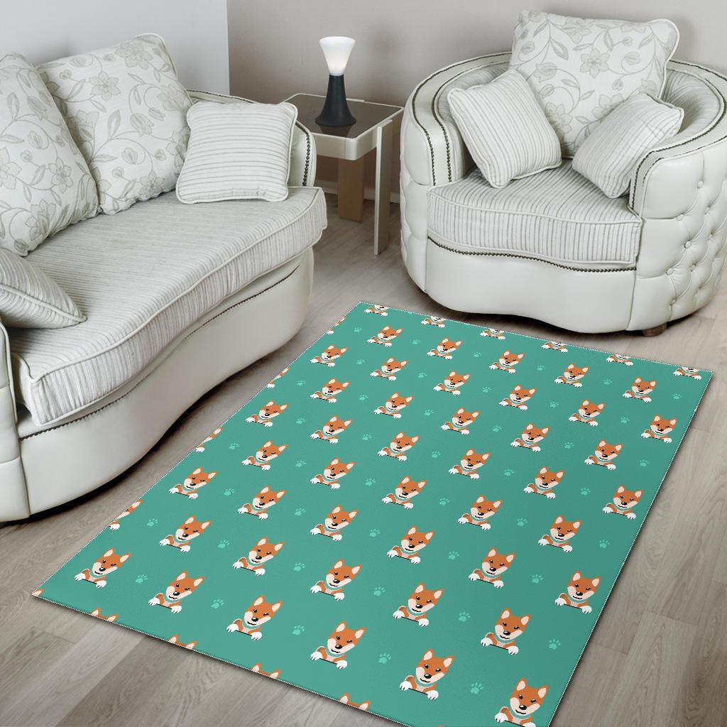 Dog Pupppy Shiba Inu Print Pattern Floor Mat-grizzshop