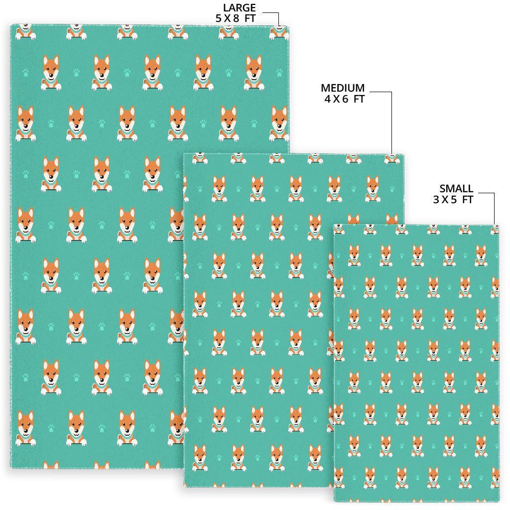 Dog Pupppy Shiba Inu Print Pattern Floor Mat-grizzshop