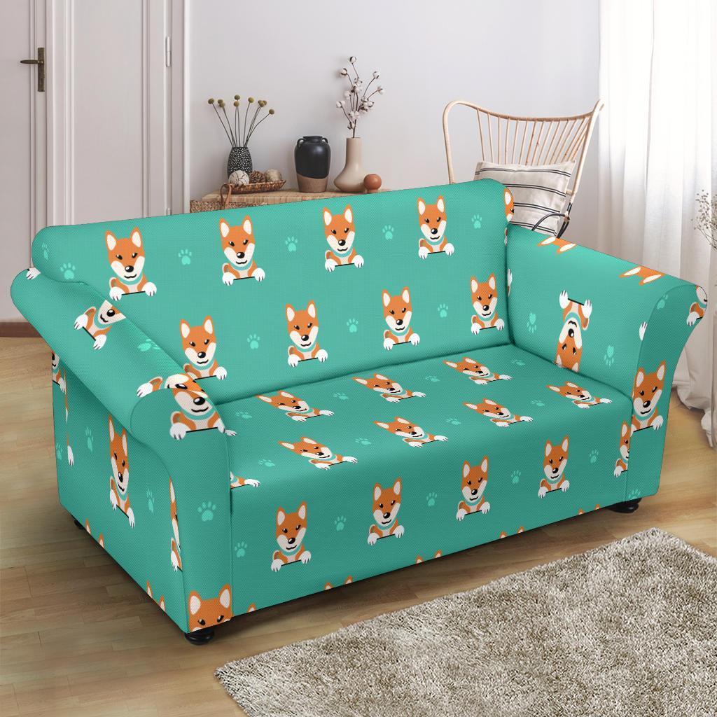 Dog Pupppy Shiba Inu Print Pattern Loveseat Cover-grizzshop