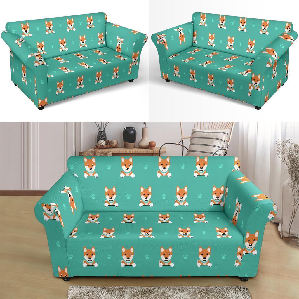 Dog Pupppy Shiba Inu Print Pattern Loveseat Cover-grizzshop