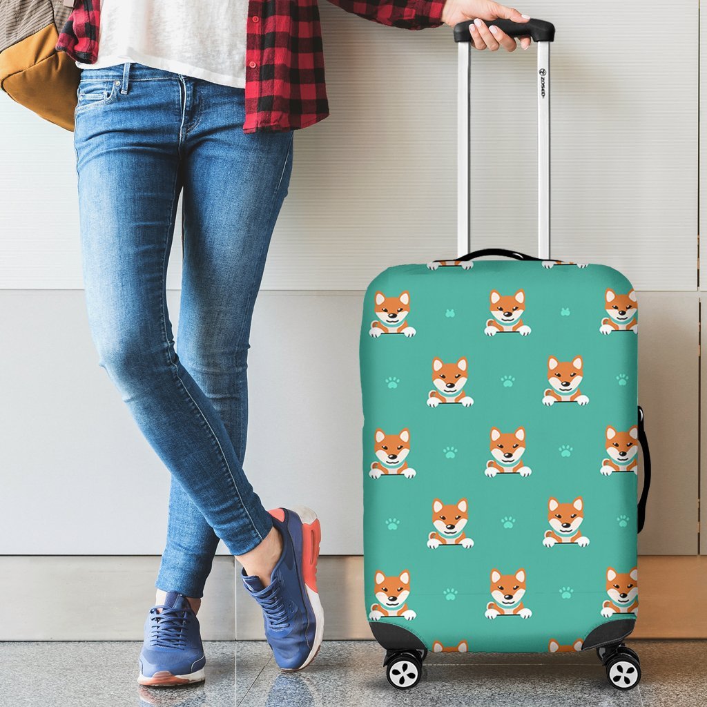 Dog Pupppy Shiba Inu Print Pattern Luggage Cover Protector-grizzshop