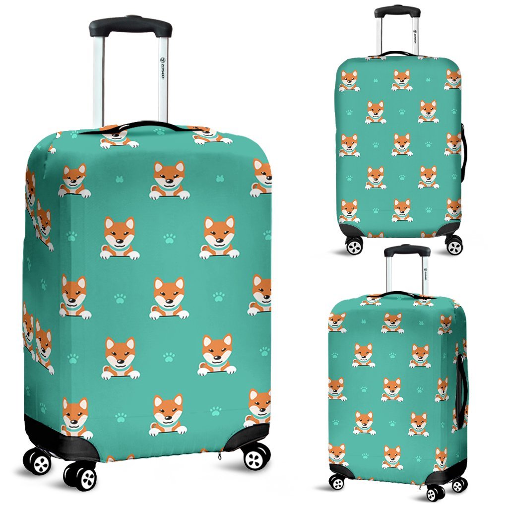 Dog Pupppy Shiba Inu Print Pattern Luggage Cover Protector-grizzshop