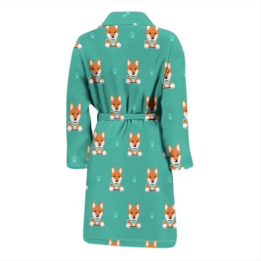 Dog Pupppy Shiba Inu Print Pattern Men Long Robe-grizzshop