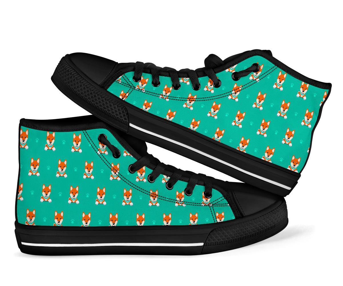 Dog Pupppy Shiba Inu Print Pattern Men Women's High Top Shoes-grizzshop