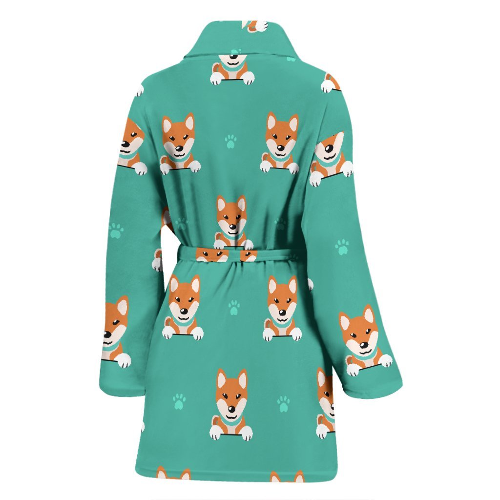 Dog Pupppy Shiba Inu Print Pattern Pattern Print Women Long Robe-grizzshop