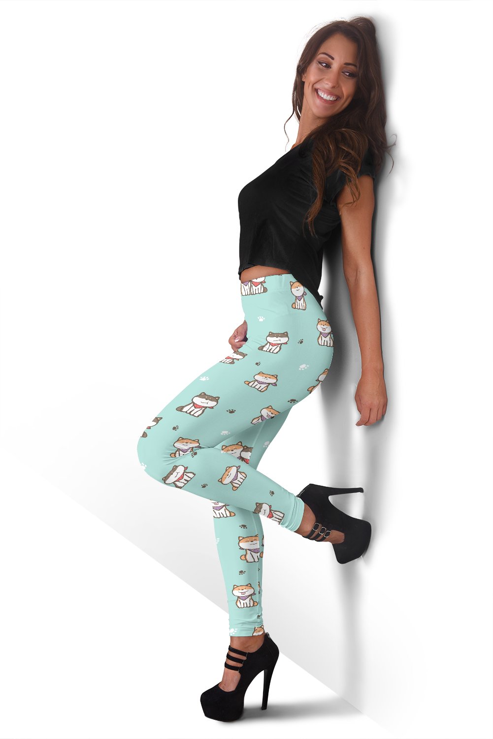 Dog Pupppy Shiba Inu Print Pattern Women Leggings-grizzshop