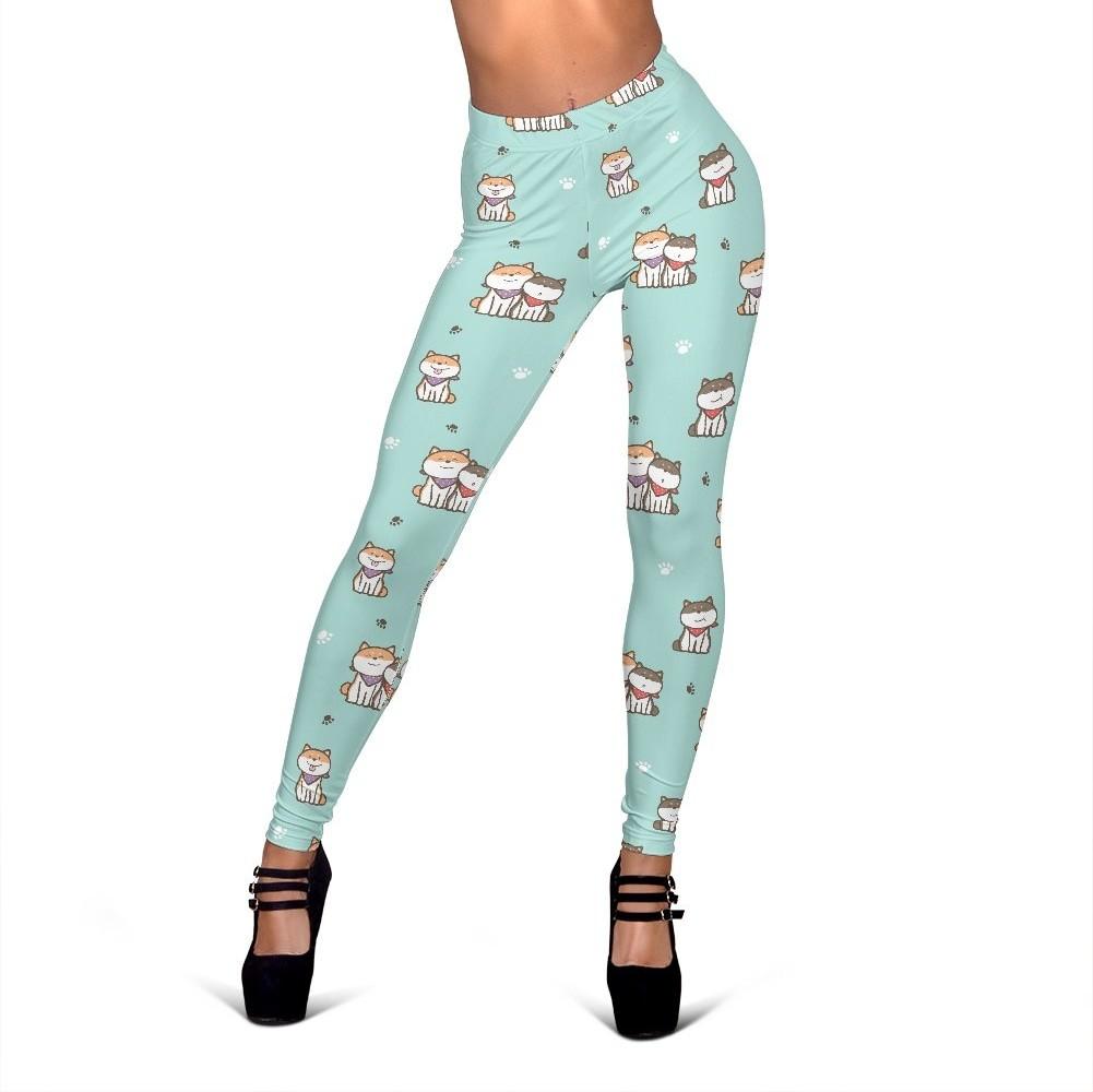 Dog Pupppy Shiba Inu Print Pattern Women Leggings-grizzshop